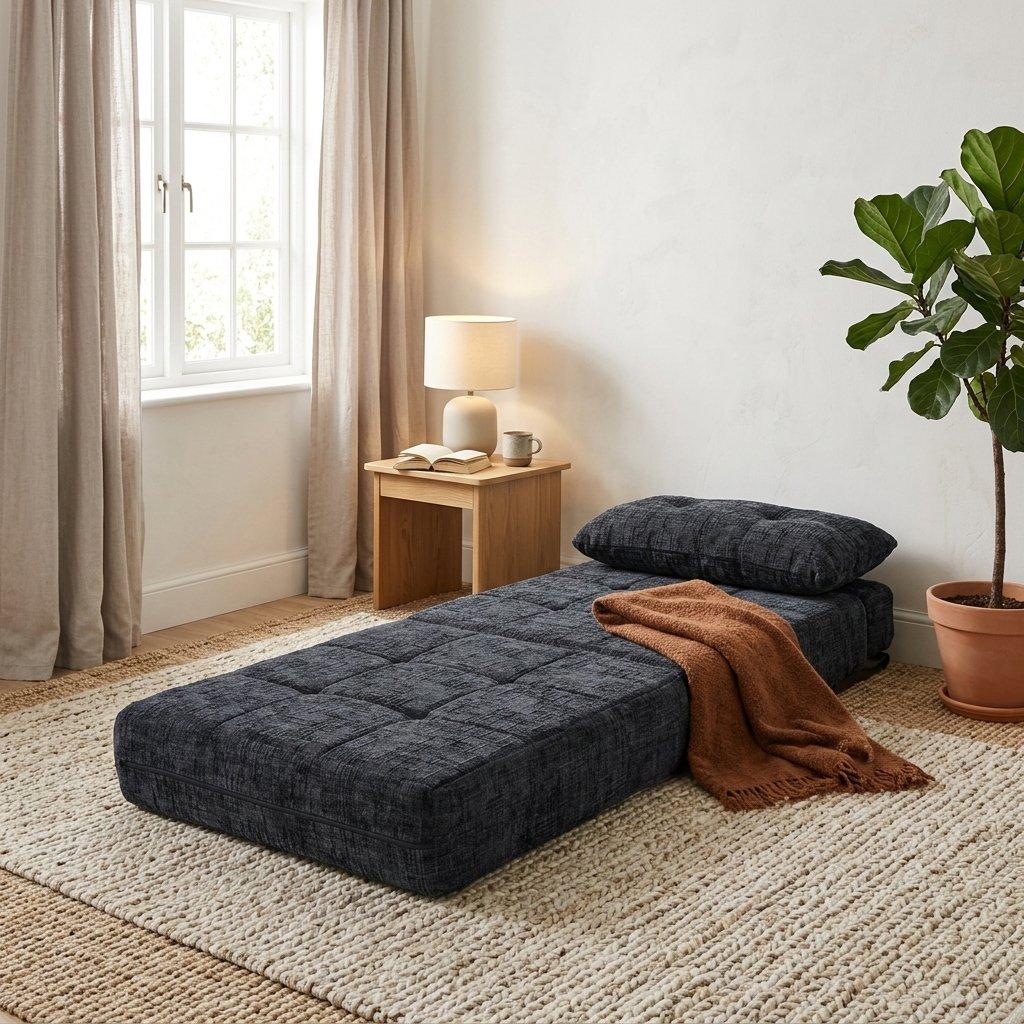 Black - Urban Meuble - Convertible Folding Floor Sofa Bed - 3