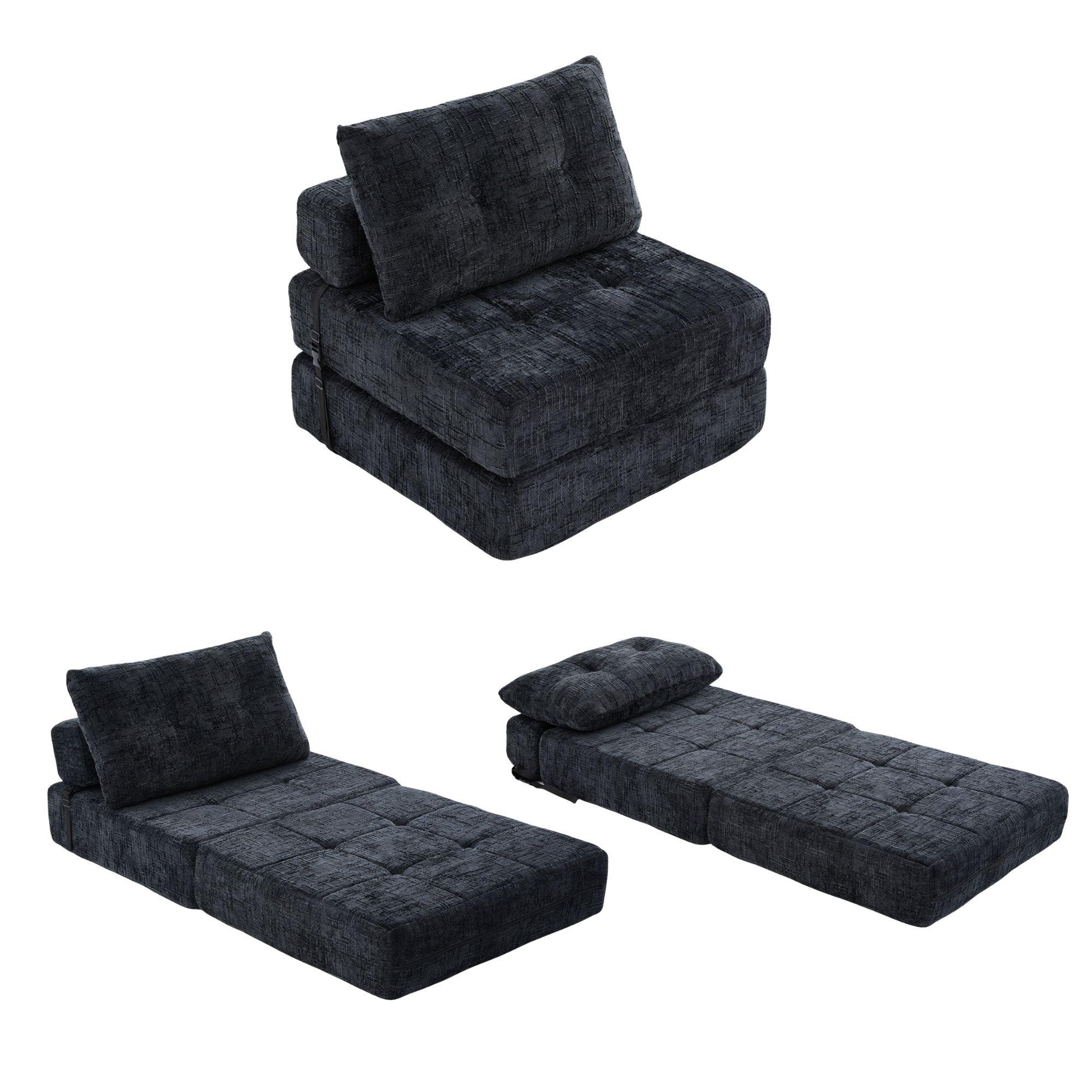 Black - Urban Meuble - Convertible Folding Floor Sofa Bed - 5