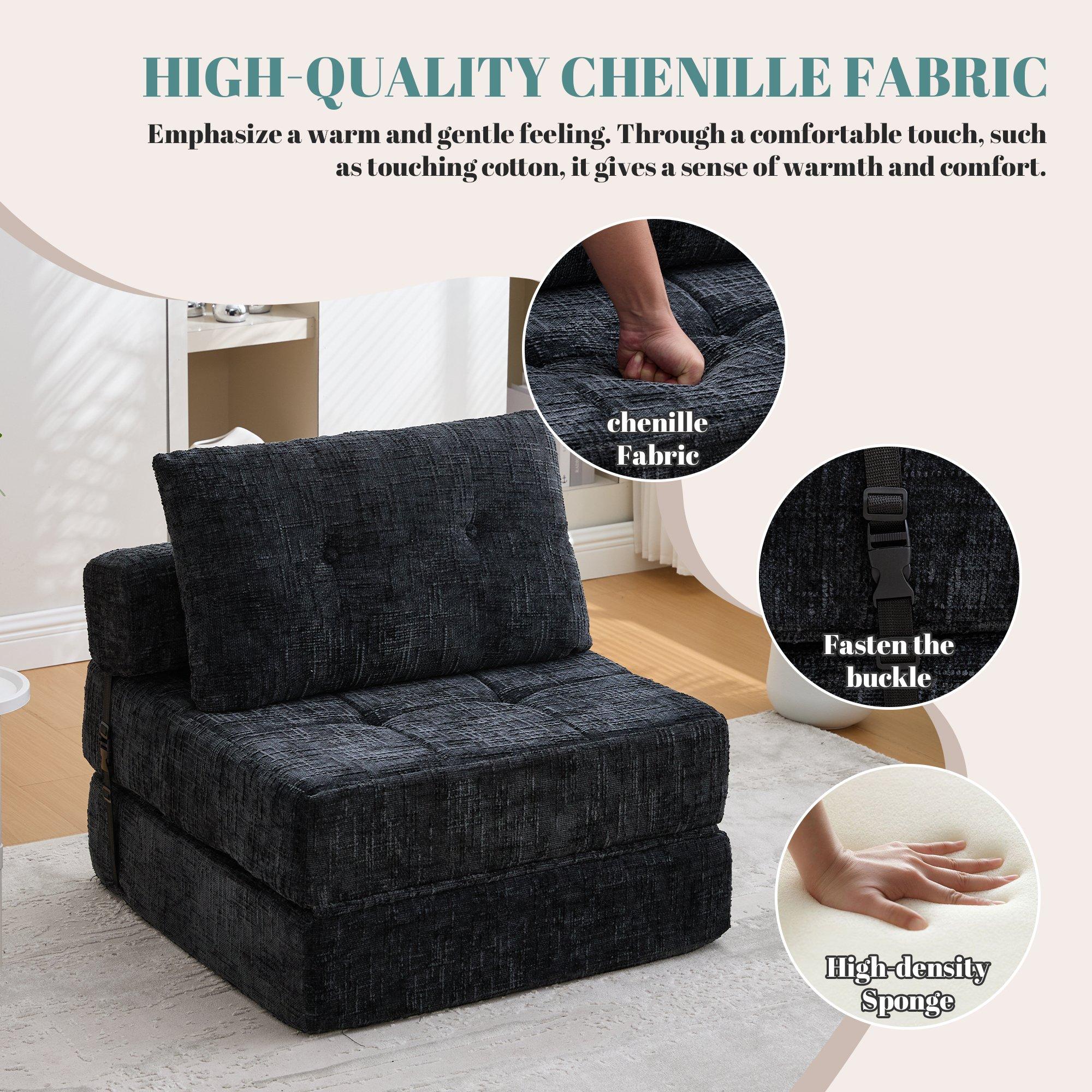 Black - Urban Meuble - Convertible Folding Floor Sofa Bed - 7