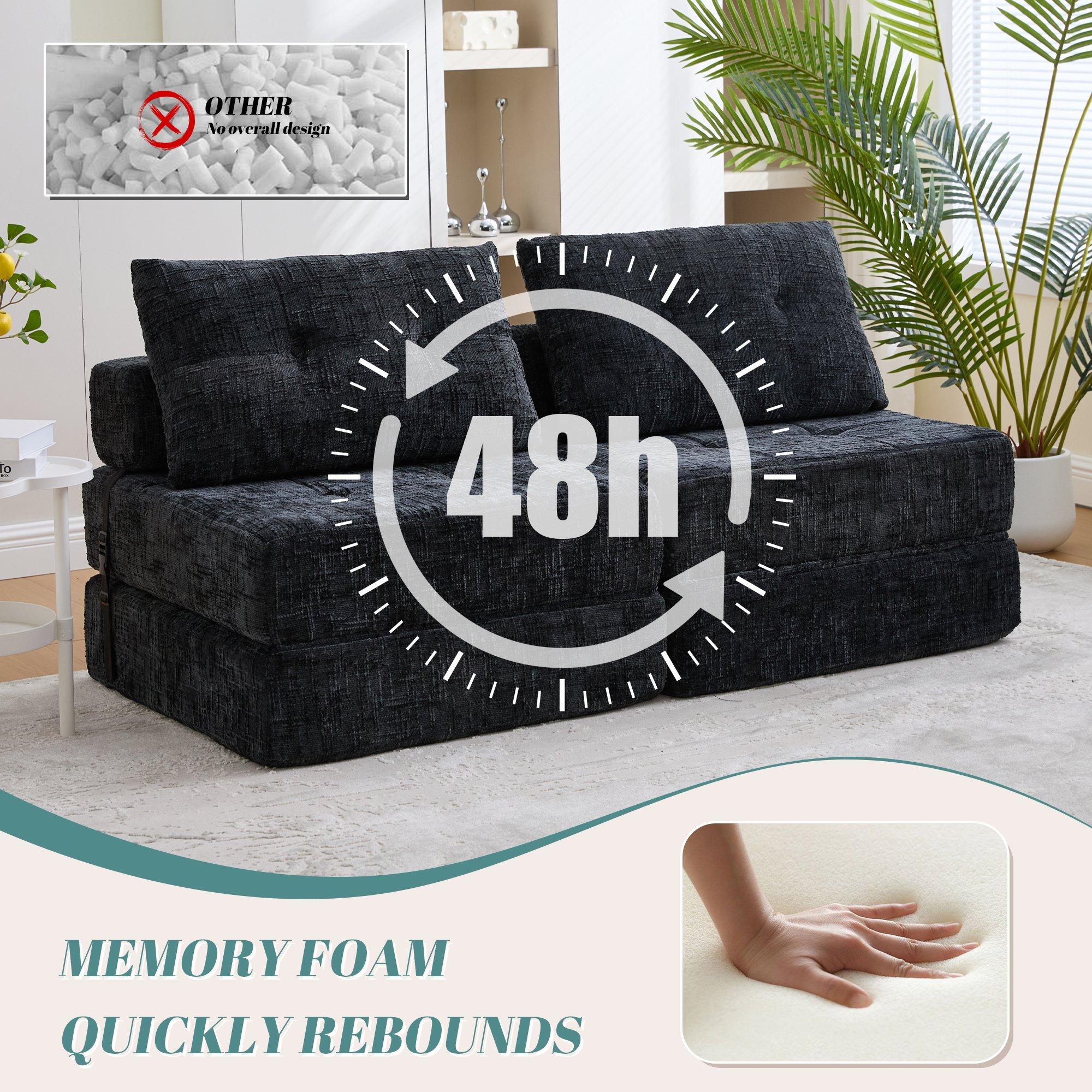 Black - Urban Meuble - Convertible Folding Floor Sofa Bed - 8