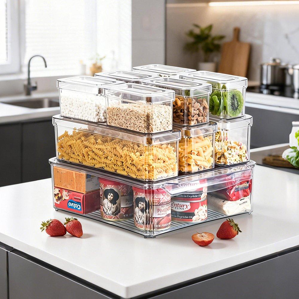 Clear - LIFE IDEAS - Set of 10 Stackable Clear Fridge Organisers - 1