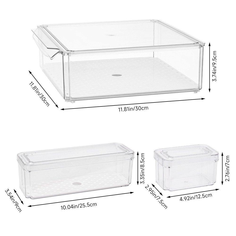 Clear - LIFE IDEAS - Set of 10 Stackable Clear Fridge Organisers - 11