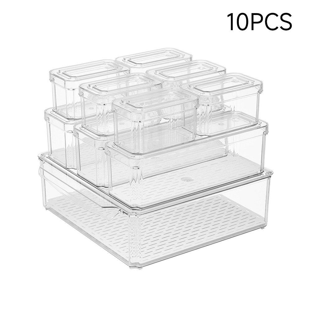 Clear - LIFE IDEAS - Set of 10 Stackable Clear Fridge Organisers - 8