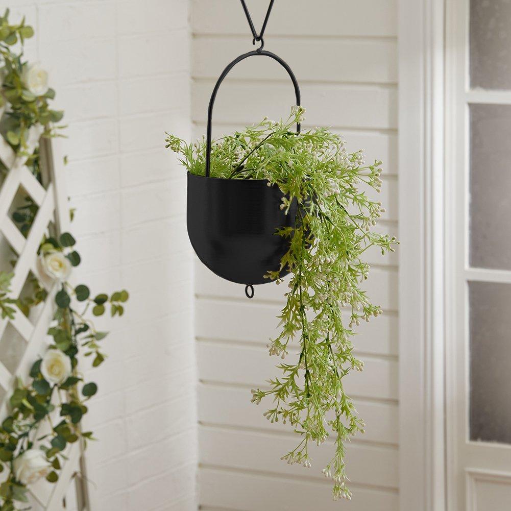 LIFE IDEAS Nordic-Style Hanging Round Iron Flower Basket