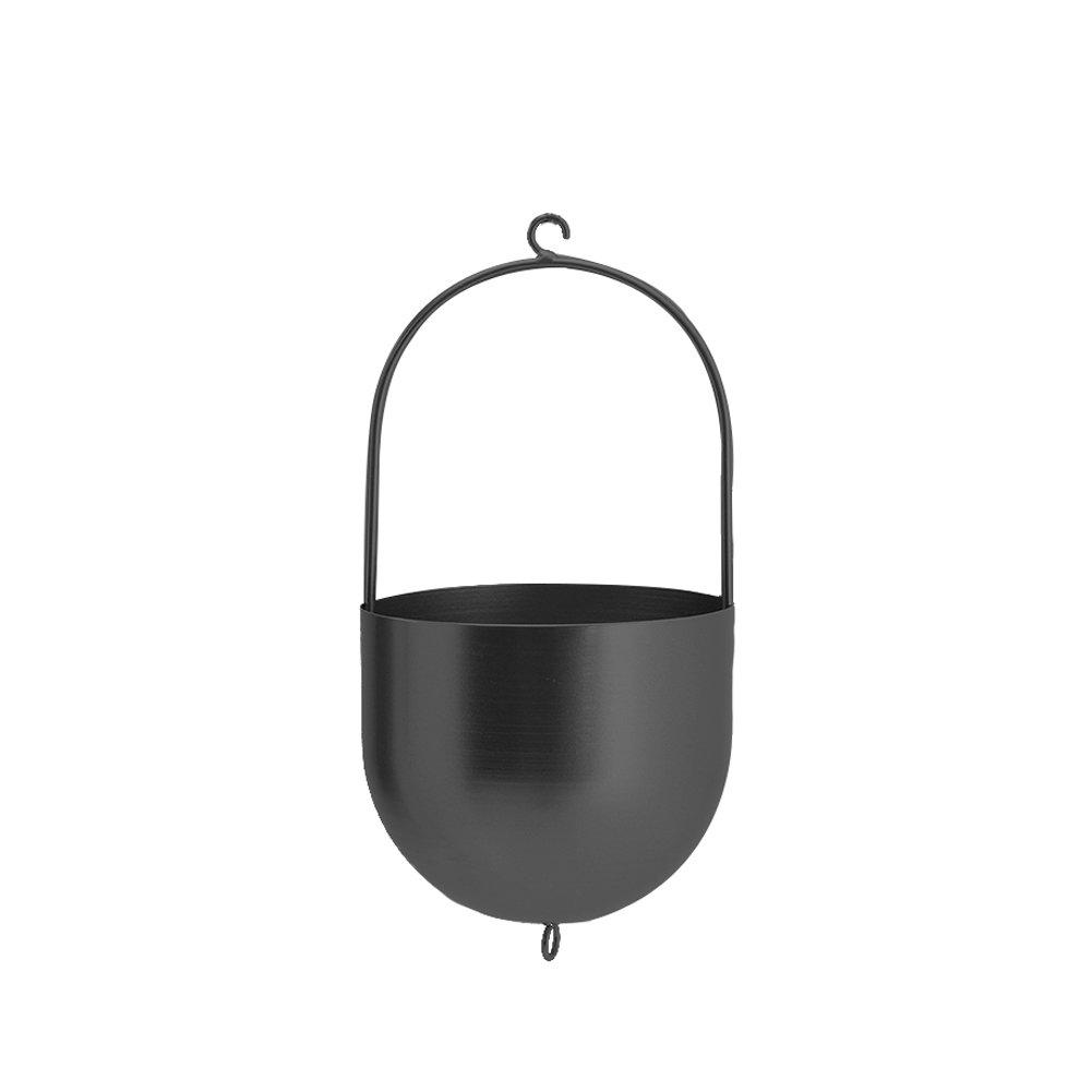 Black - LIFE IDEAS - Nordic-Style Hanging Round Iron Flower Basket - 3