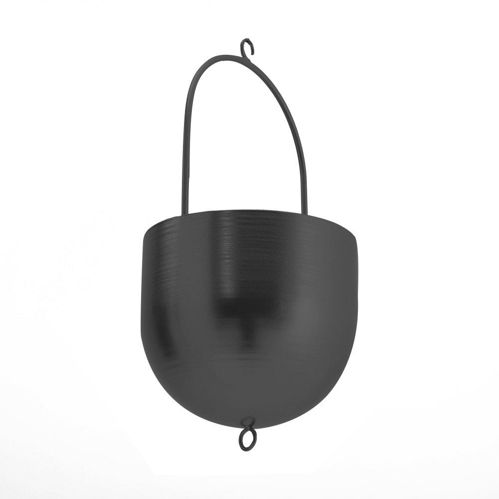 Black - LIFE IDEAS - Nordic-Style Hanging Round Iron Flower Basket - 5