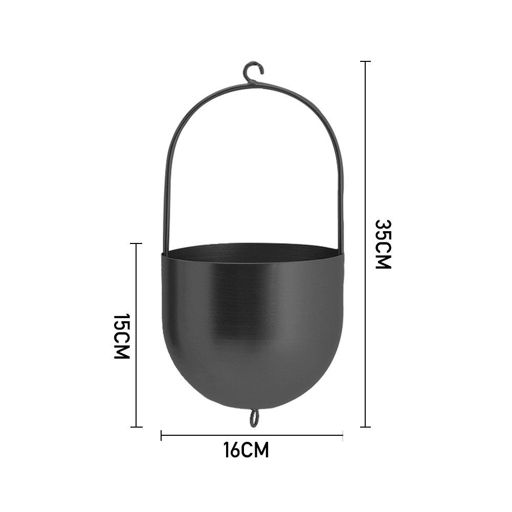 Black - LIFE IDEAS - Nordic-Style Hanging Round Iron Flower Basket - 8