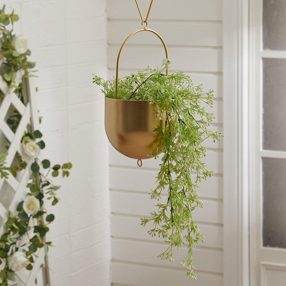 LIFE IDEAS Nordic-Style Hanging Round Iron Flower Basket
