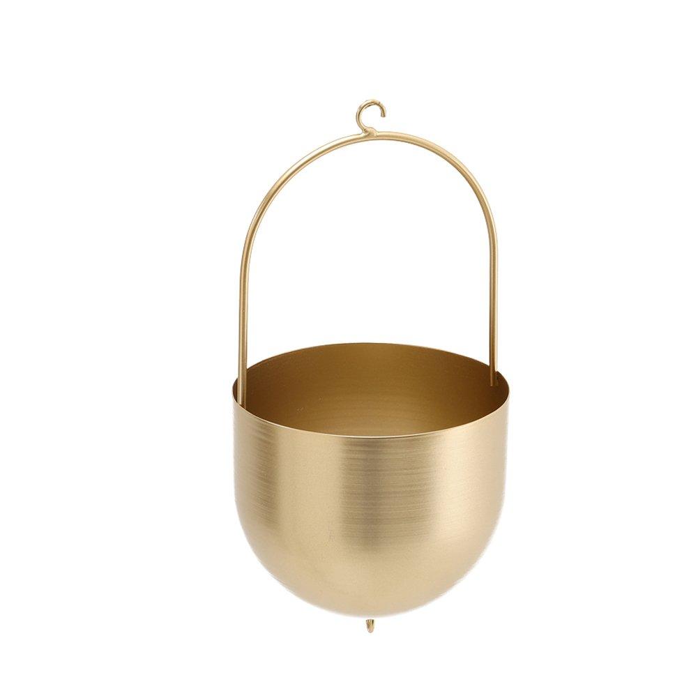 Gold - LIFE IDEAS - Nordic-Style Hanging Round Iron Flower Basket - 4