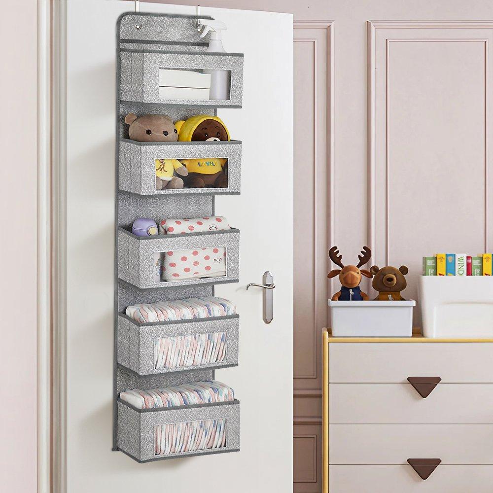 Grey - LIFE IDEAS - Over-Door 5-Pocket Fabric Organizer - 1