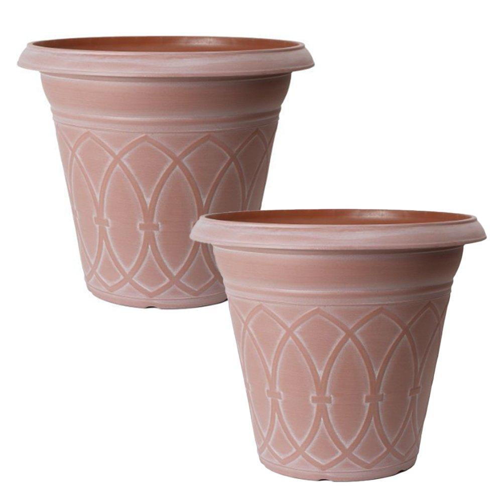 YouGarden Pair of Durham Planters (18") - Cloudy Terracotta