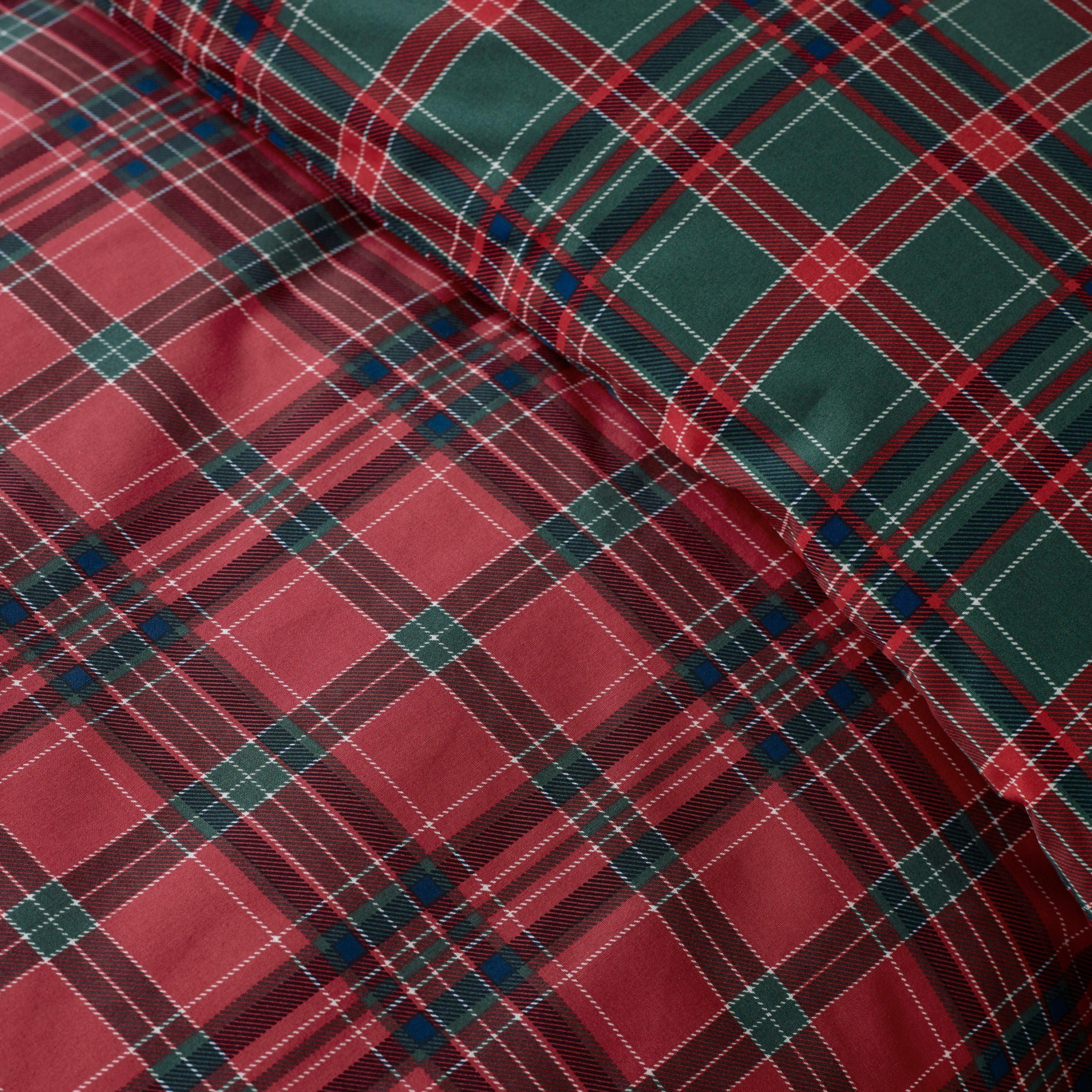 Red / Green - Catherine Lansfield - Tartan Check Reversible Duvet Cover Set - 4