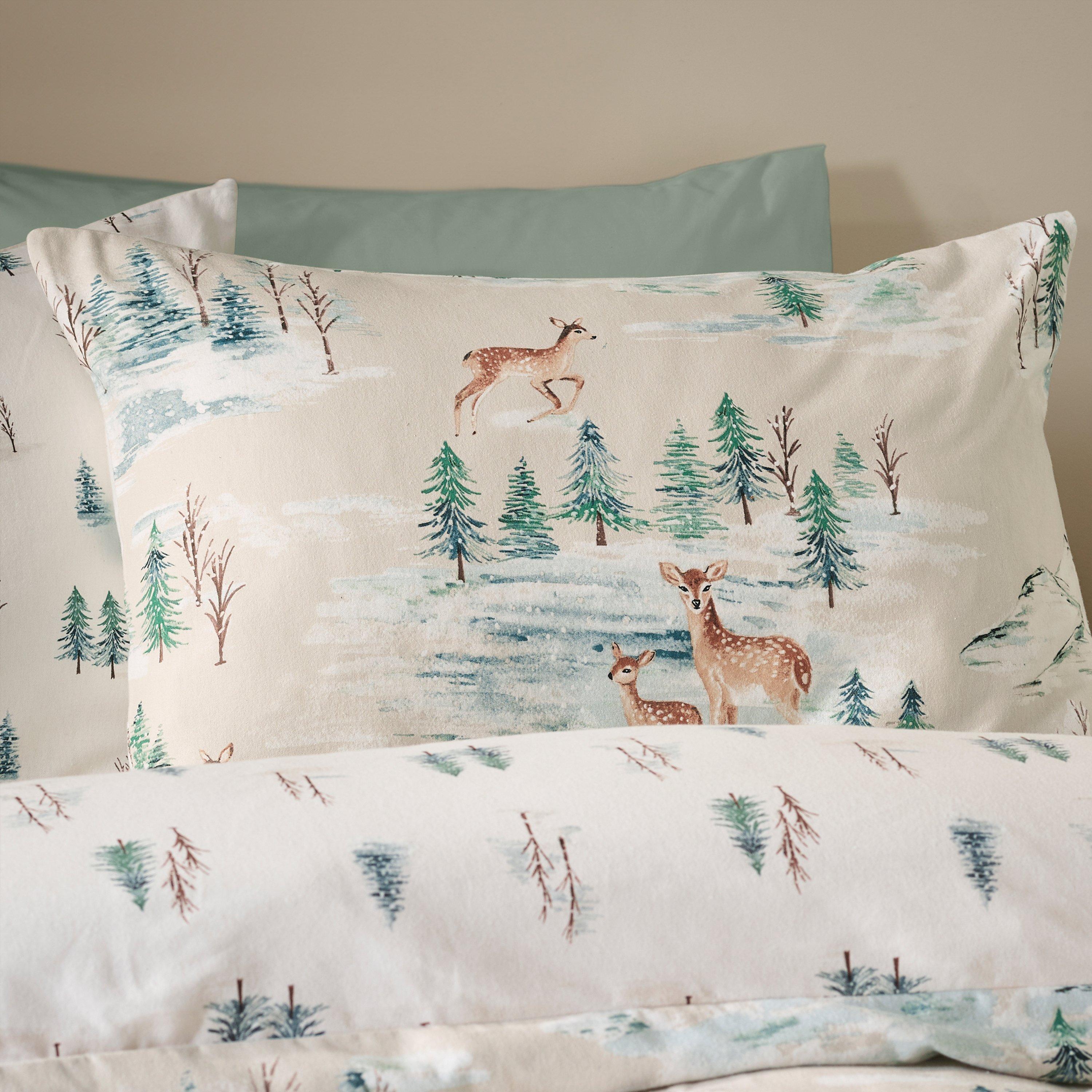 Natural - Catherine Lansfield - Brushed Christmas Deer Cotton Duvet Cover Set - 3