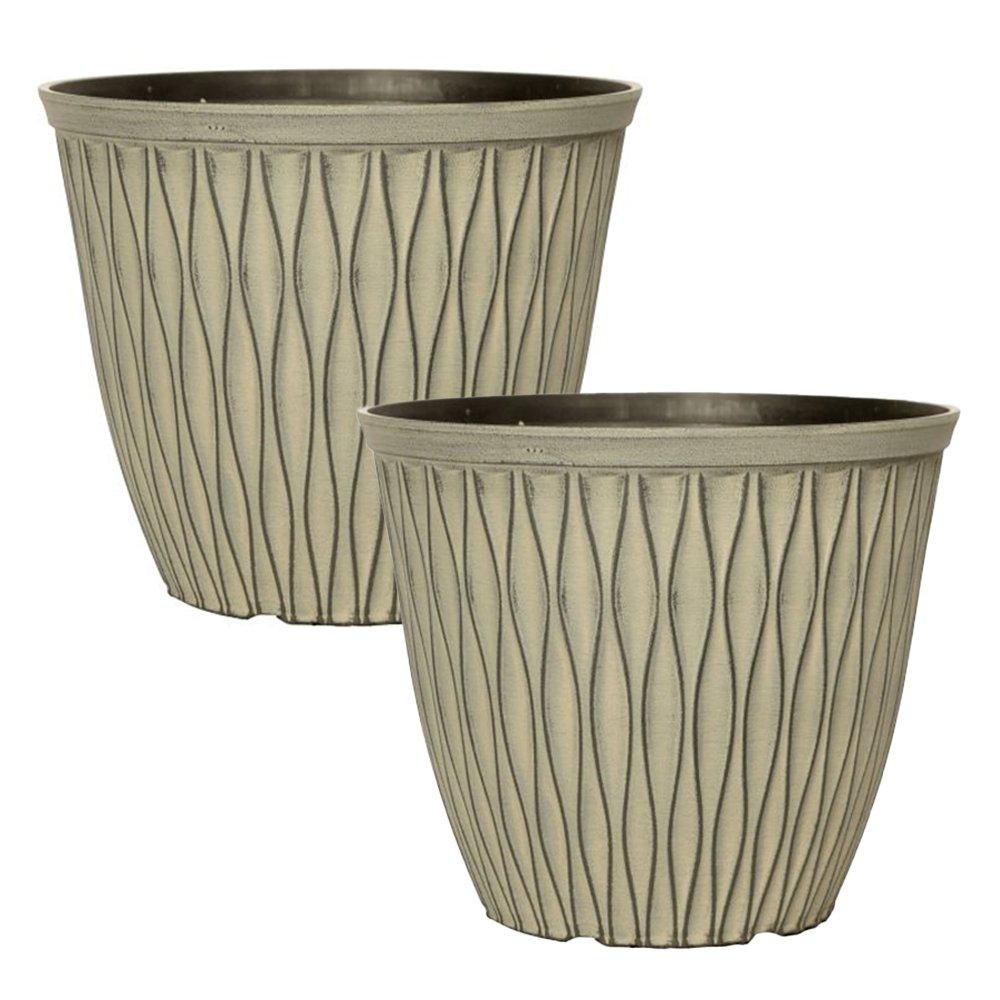 Yougarden  Pair Of Laval Planters (26Cm) - Ebony Grey - 22x26x26cm