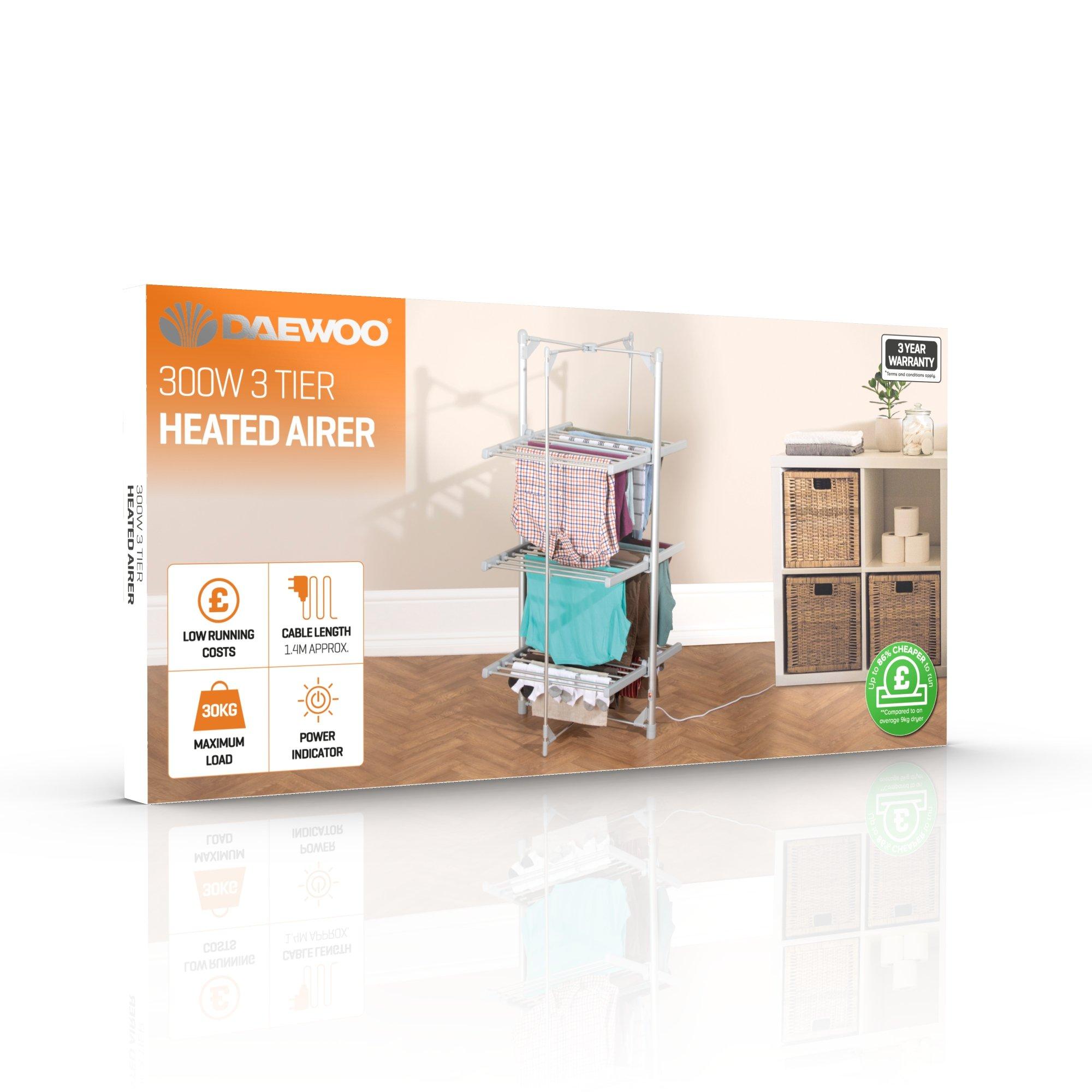 Silver - Daewoo Electricals - 3 TIER HEATED CLOTHES AIRER - 1