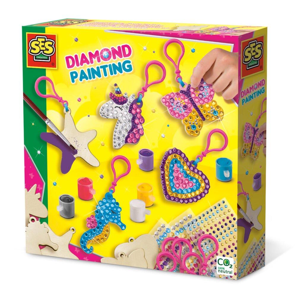 Ses Creative  Kids Diamond Painting - Wooden Keychains - 