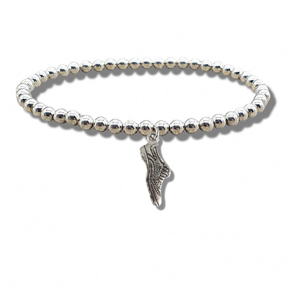 Silver - Aye Do Gifts - Running Shoe Silver Beaded Bracelet NP-SBrn - 1