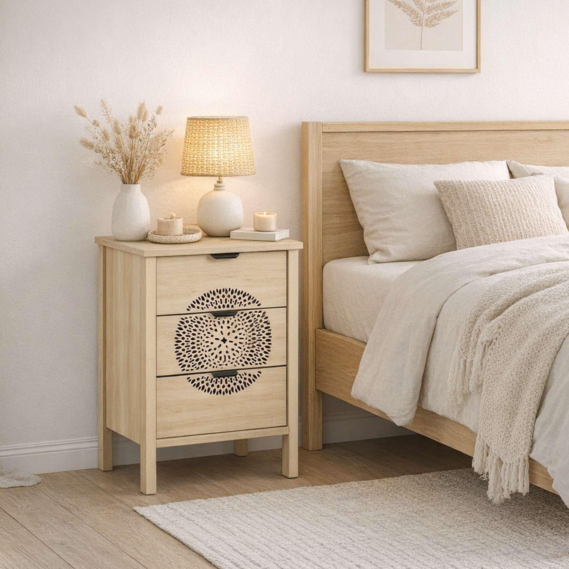 Nude - Birlea - Flora 3 Drawer Bedside - 1