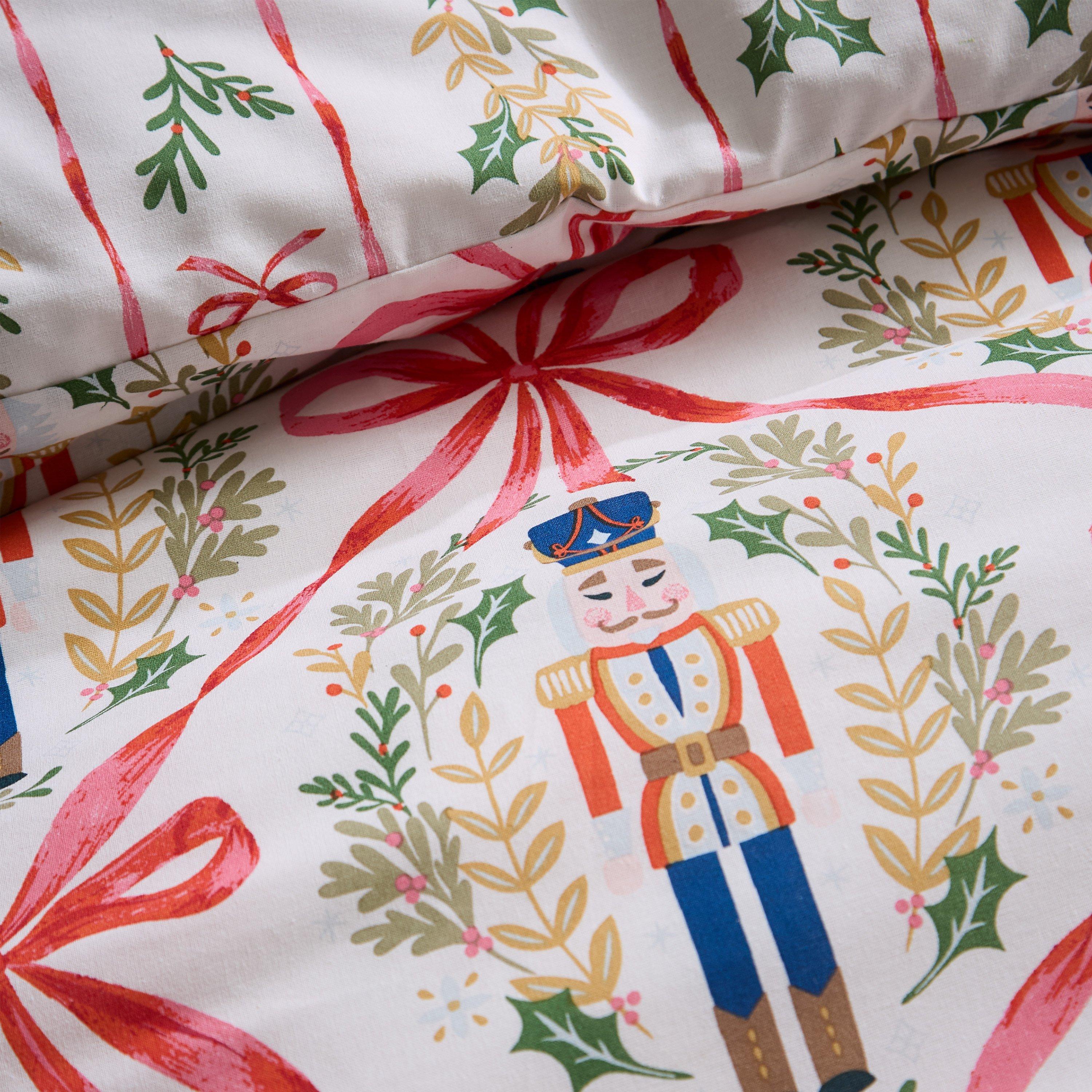 Natural - Catherine Lansfield - Christmas Nutcracker Bows Duvet Cover Set - 4