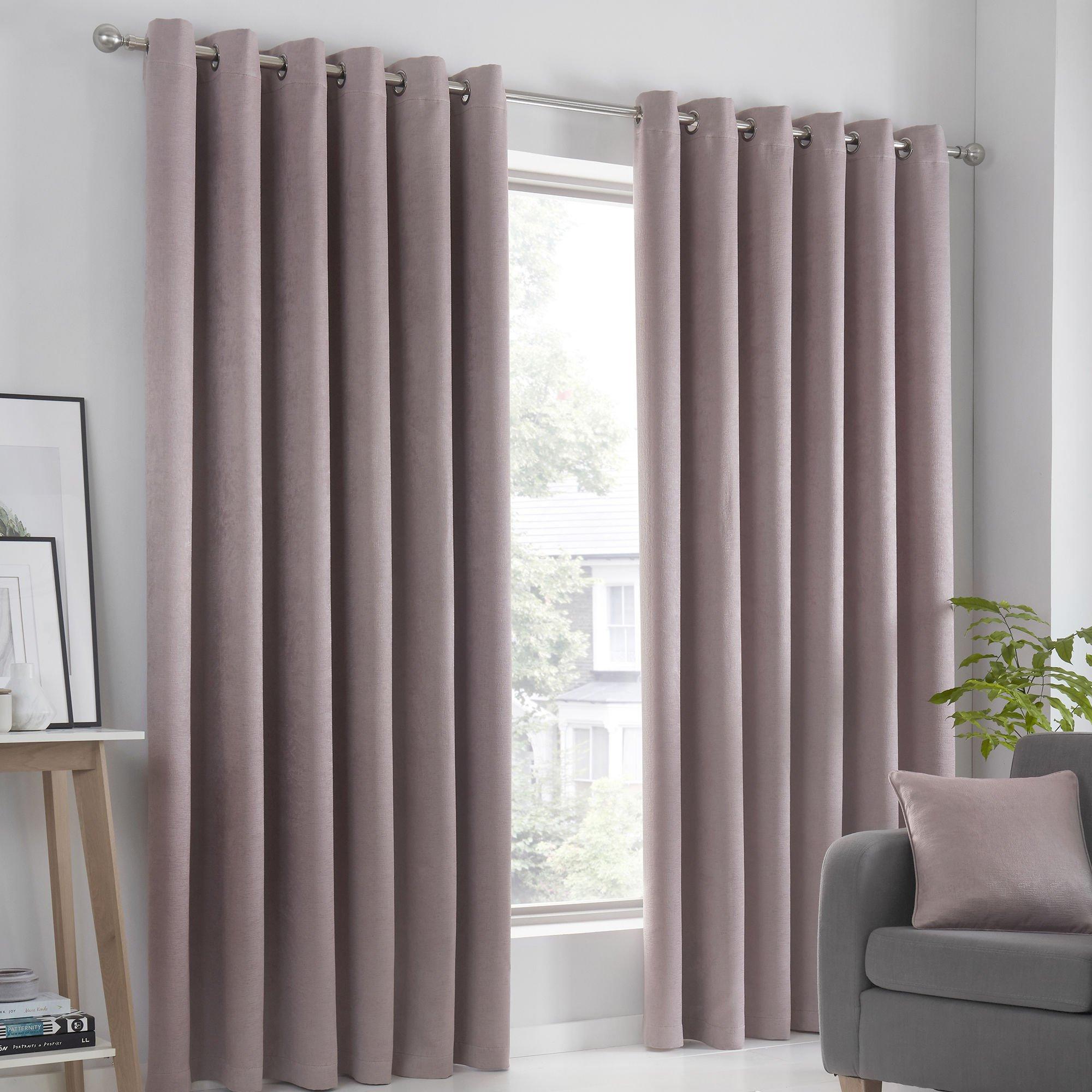 Fusion  Strata Dim Out Self Lined Eyelet Curtains - Blush - 168x137cm