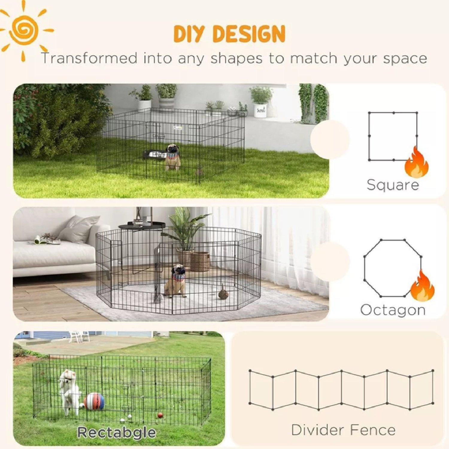 Black - PawHut - PawHut Dog Playpen - 3