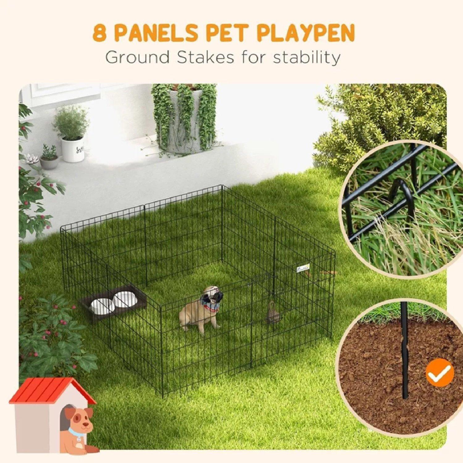 Black - PawHut - PawHut Dog Playpen - 5