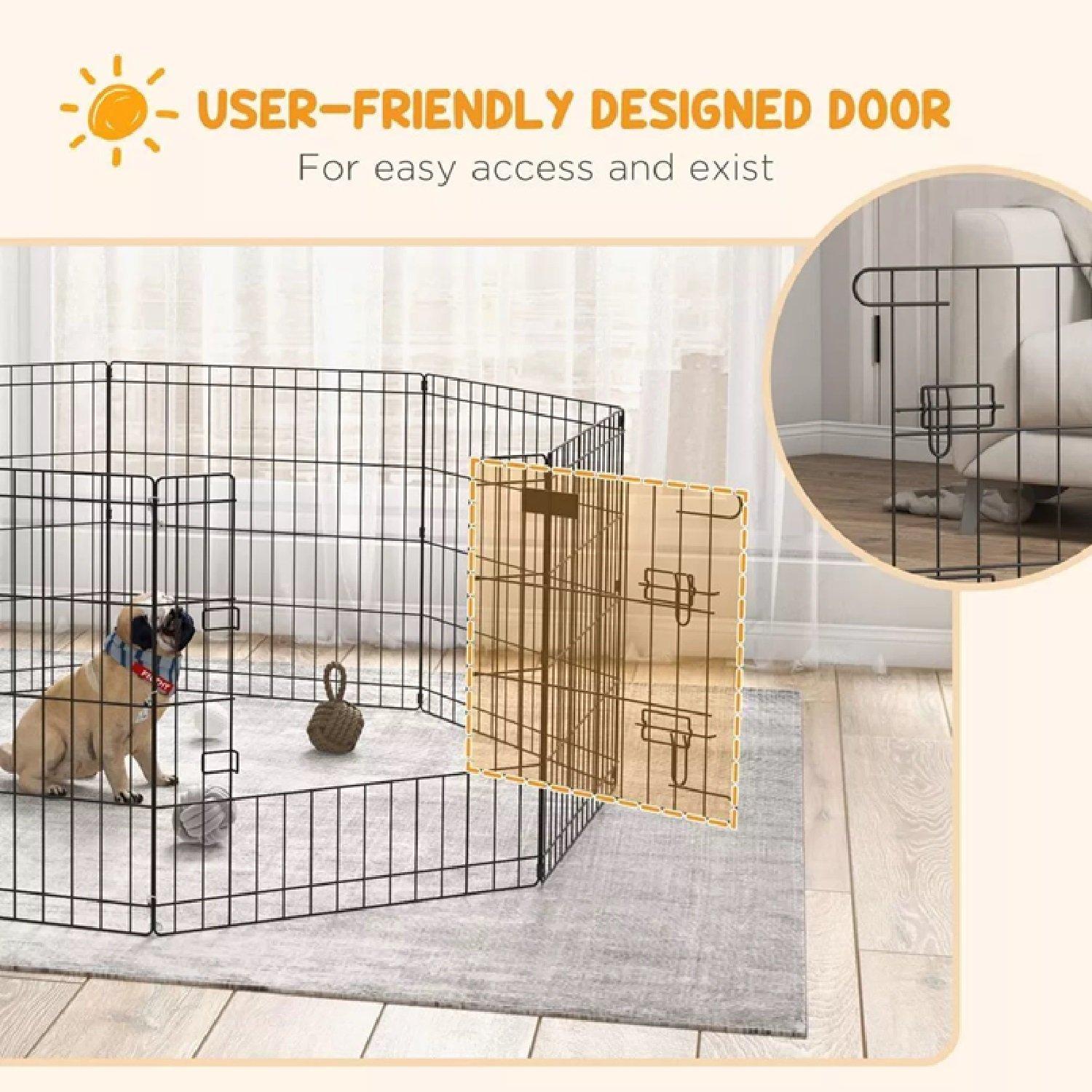 Black - PawHut - PawHut Dog Playpen - 6
