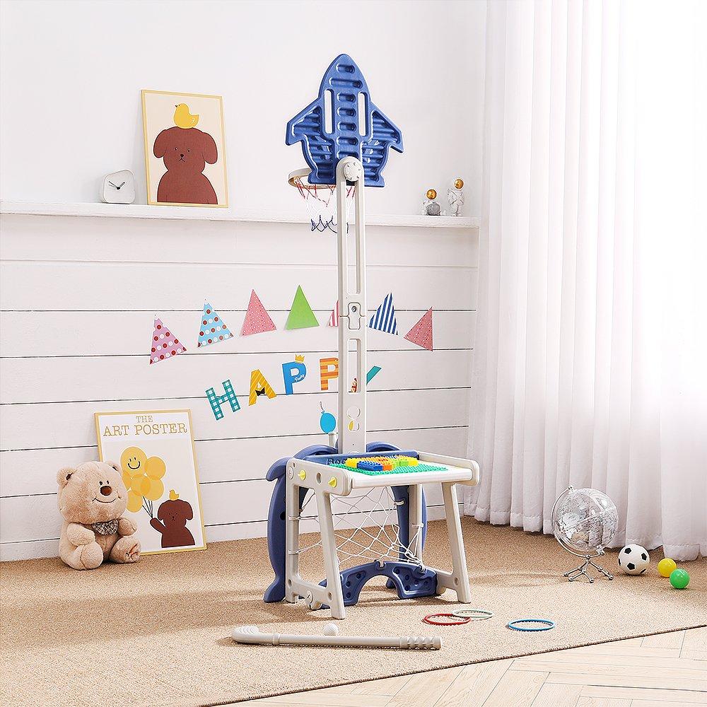 Blue - KIDKID - Basketball Golf Ring Toss Activity Centre - 1