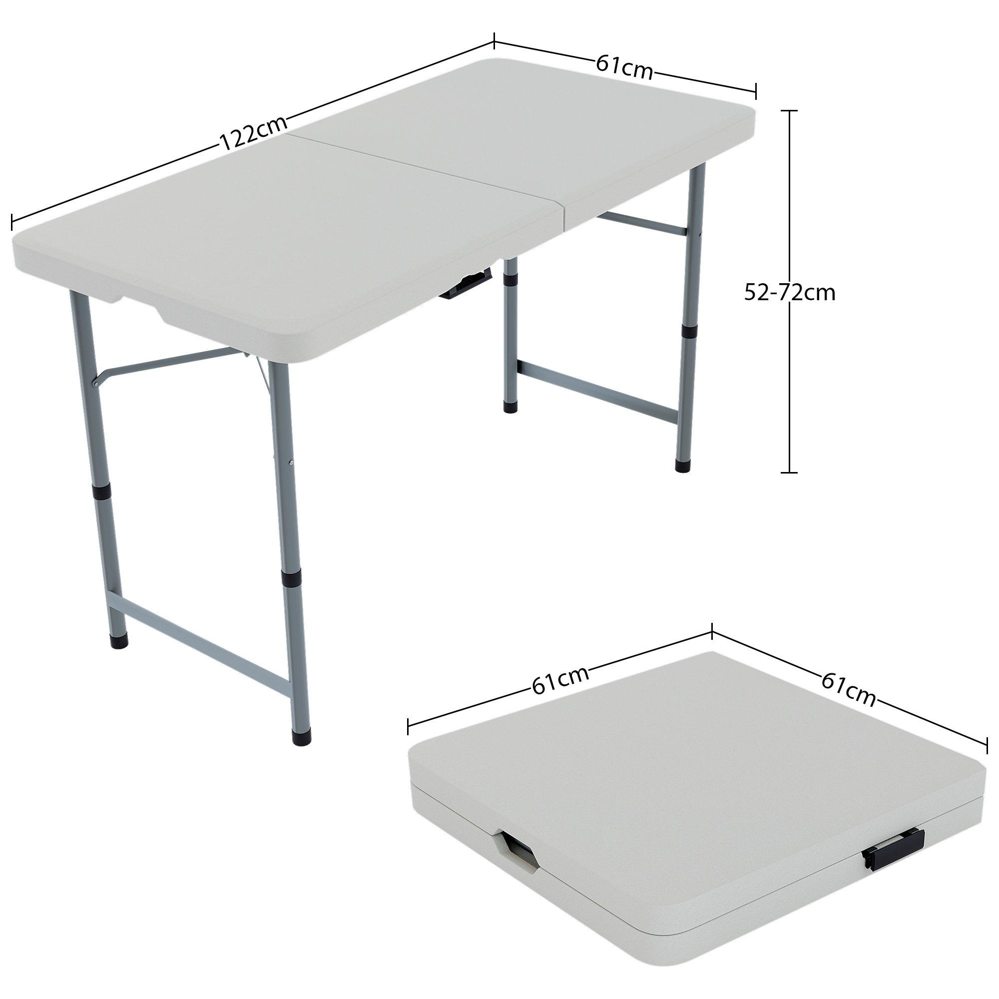 White - Lassic - Outdoor Folding Table 4ft & 4 Folding Chairs - 2