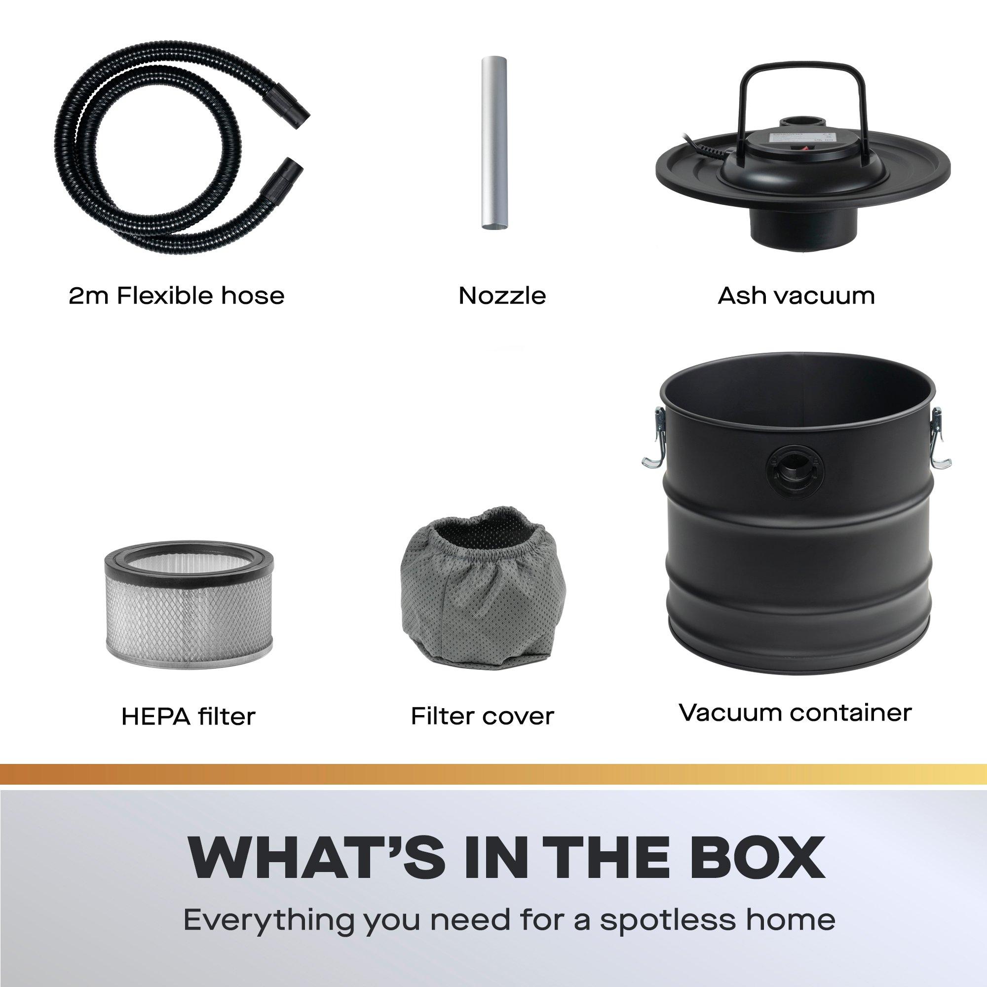 Black - Daewoo Electricals - 20L Fireplace Ash Vacuum Cleaner with HEPA Filter - 5