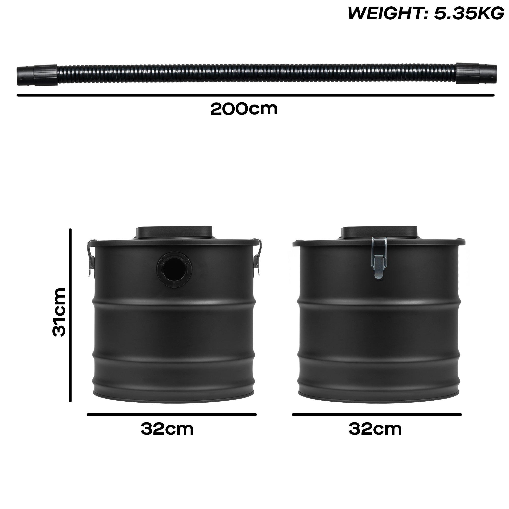 Black - Daewoo Electricals - 20L Fireplace Ash Vacuum Cleaner with HEPA Filter - 6