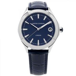 Jasper Conran London Unisex 40mm Blue Dial and Leather Strap Watch