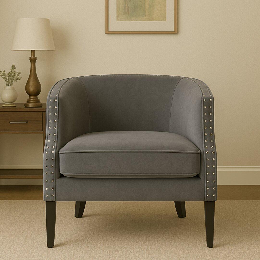 Interiors By Premier  Larissa Velvet Studded Chair Grey