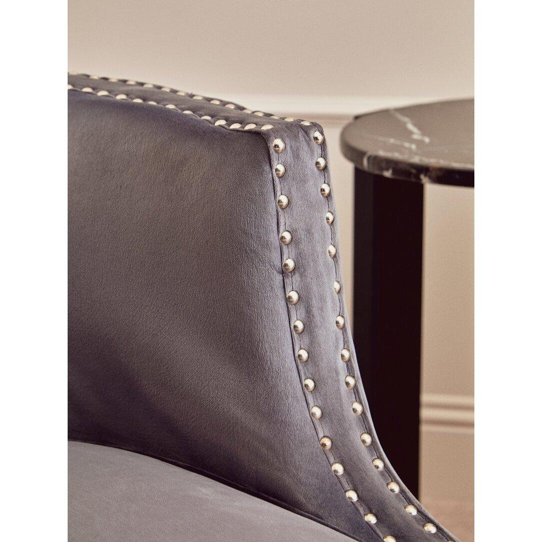 Grey - Interiors by Premier - Larissa Grey Velvet Studded Chair - 2