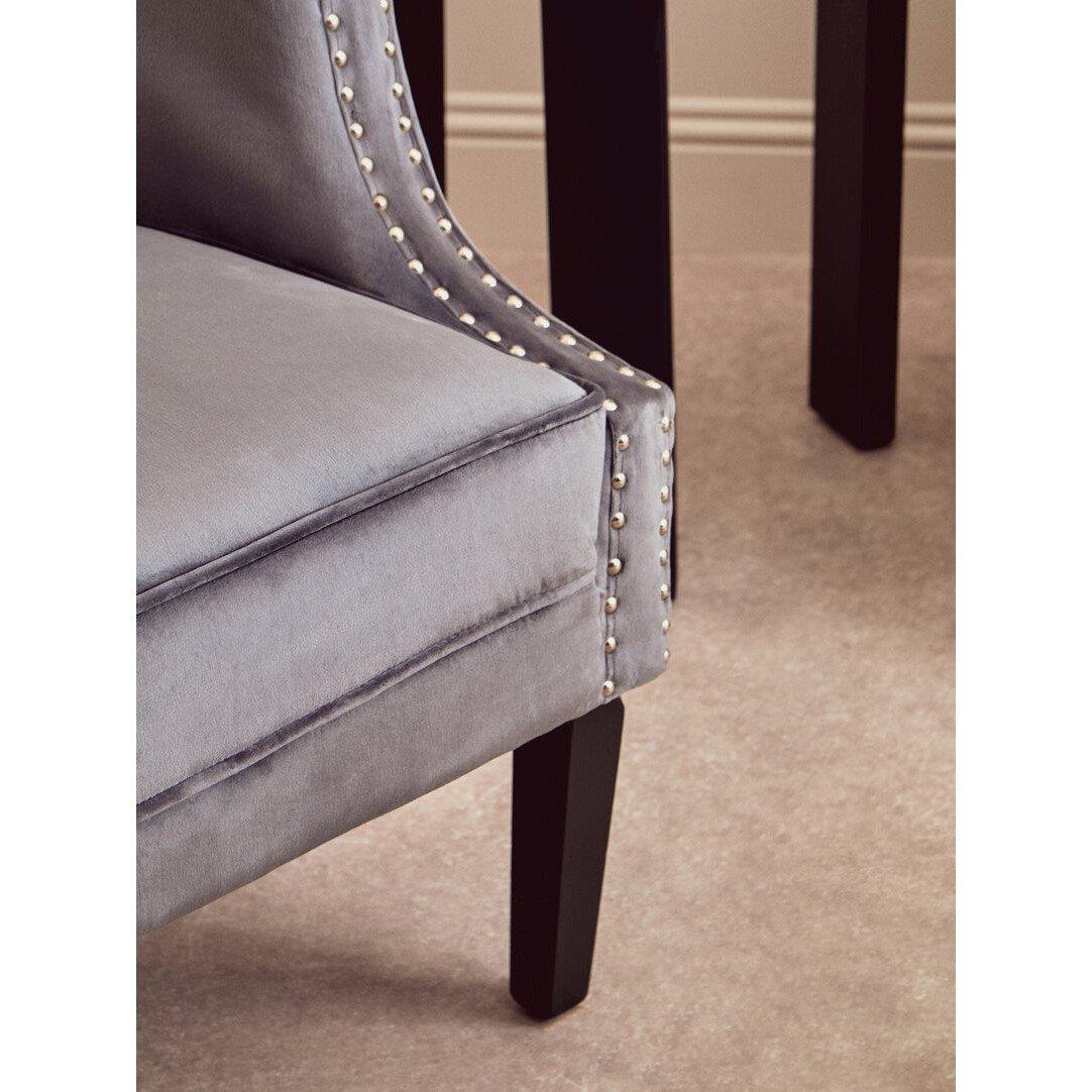 Grey - Interiors by Premier - Larissa Grey Velvet Studded Chair - 3