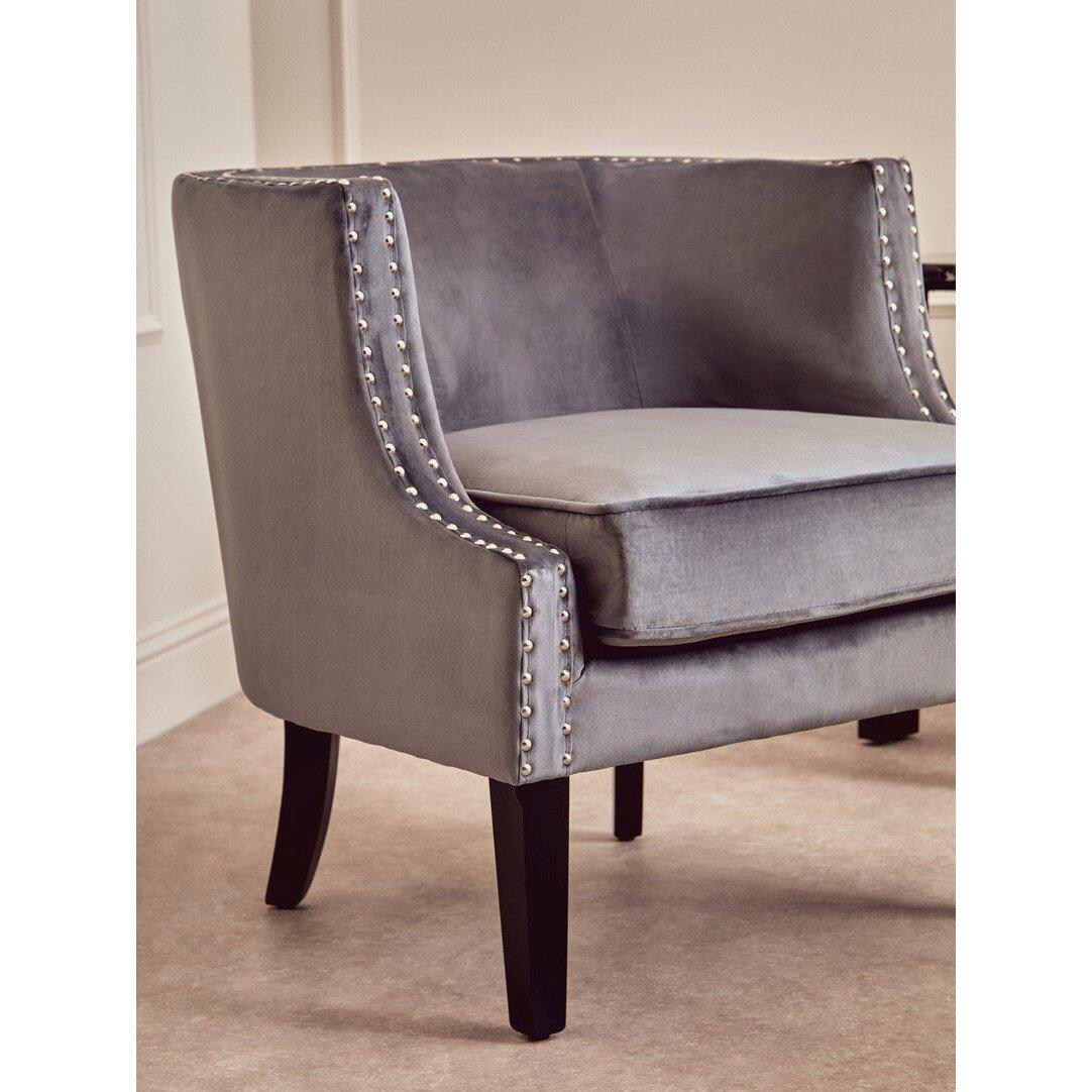 Grey - Interiors by Premier - Larissa Grey Velvet Studded Chair - 4