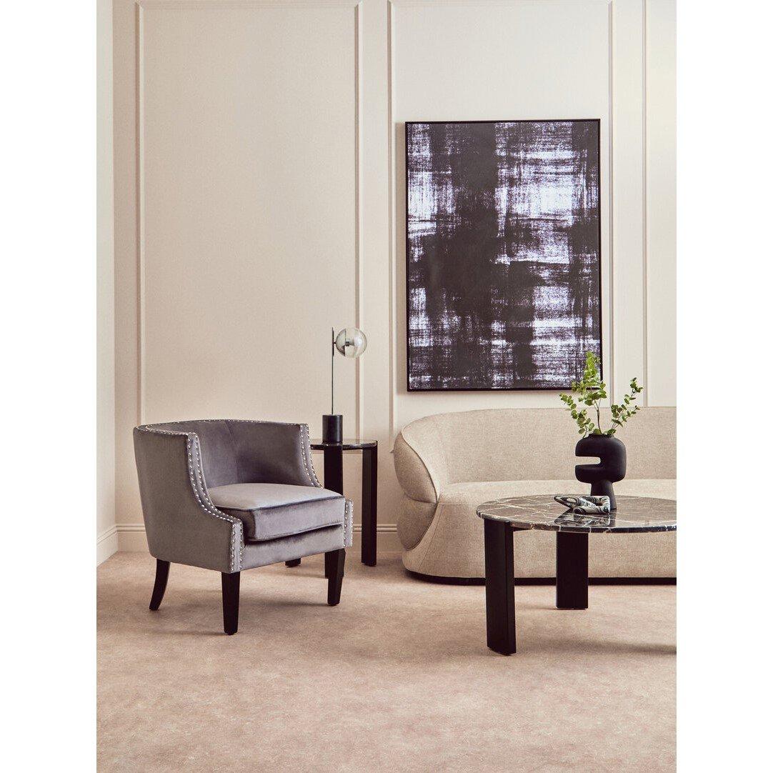 Grey - Interiors by Premier - Larissa Grey Velvet Studded Chair - 5