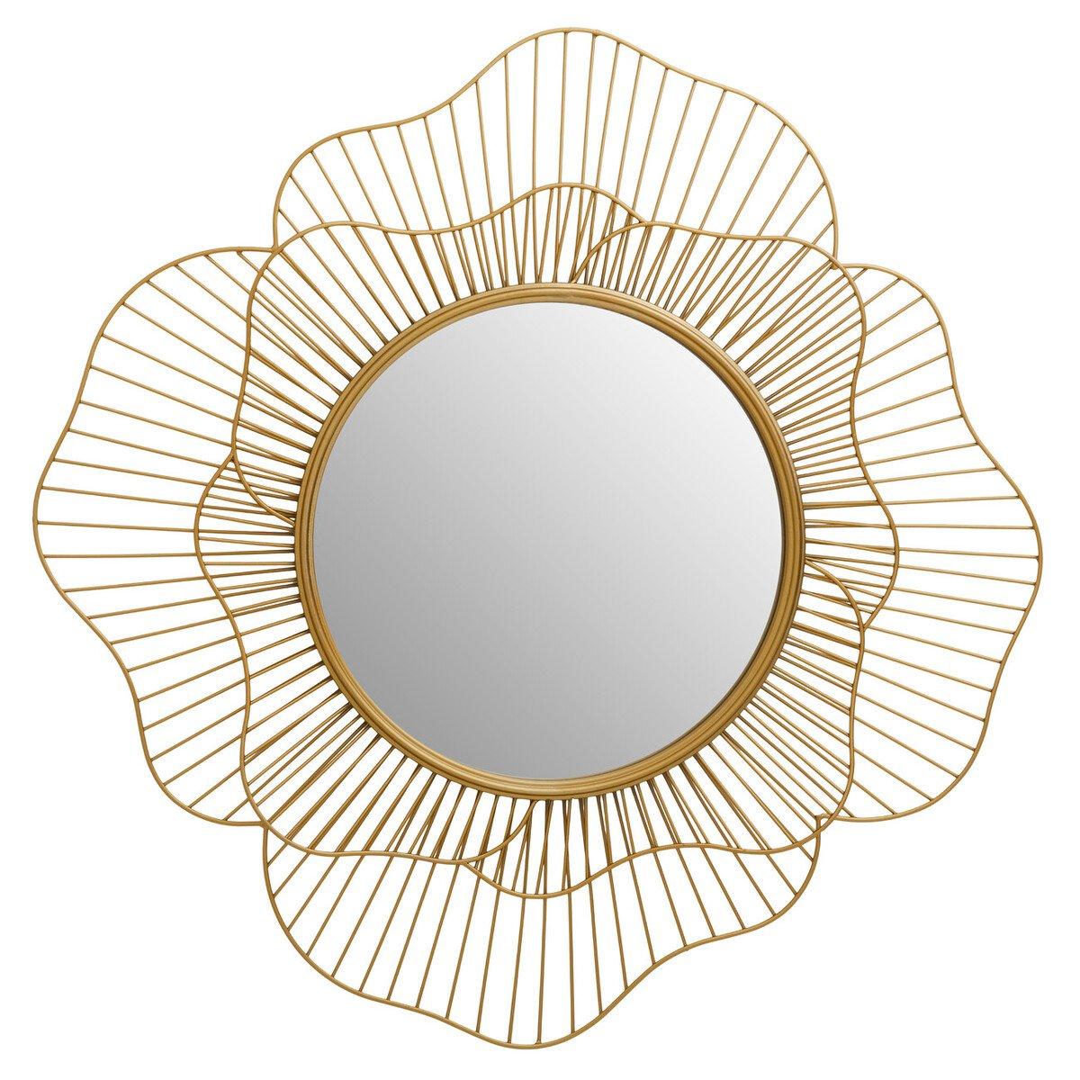 Gold - Premier Housewares - Matera Gold Flower Wall Mirror - 3