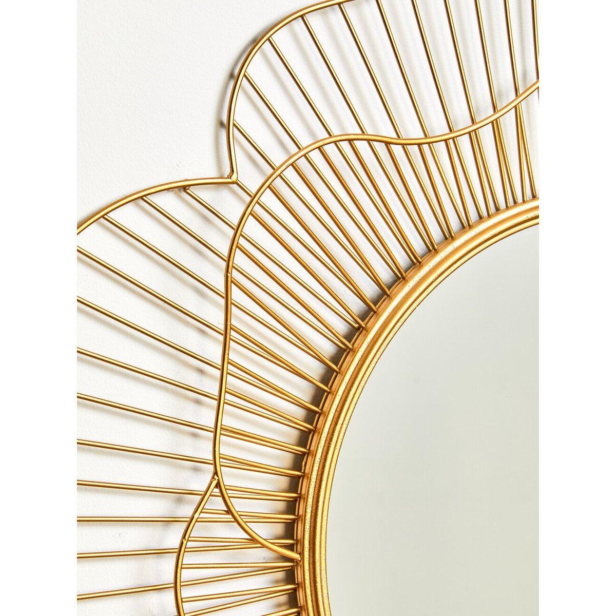 Gold - Premier Housewares - Matera Gold Flower Wall Mirror - 4