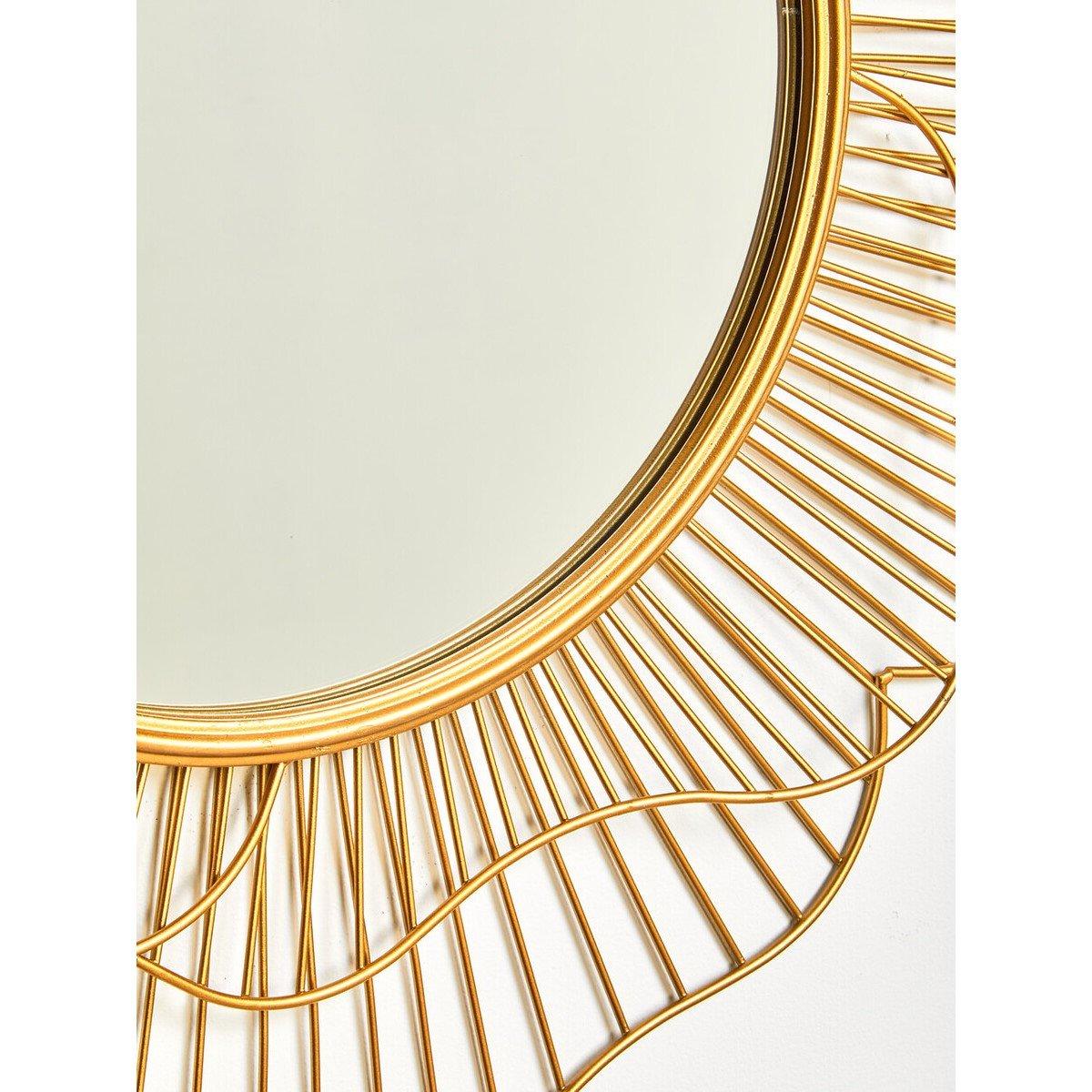Gold - Premier Housewares - Matera Gold Flower Wall Mirror - 5