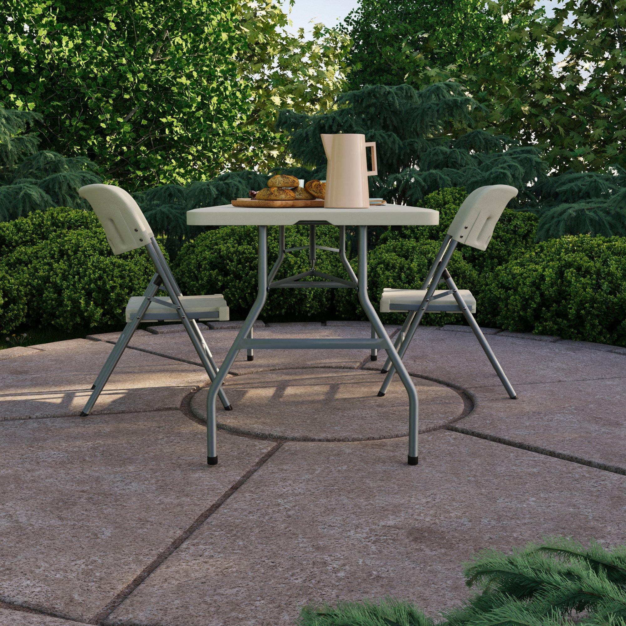 White - Lassic - Outdoor Folding Table 5ft & 2 Folding Chairs - 5