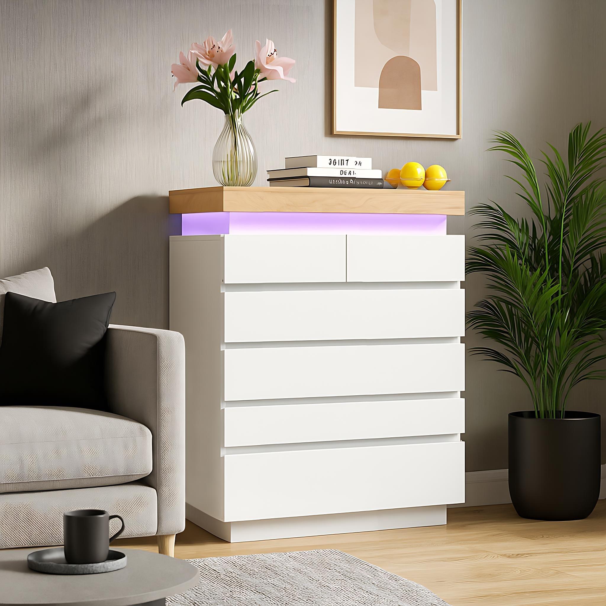 Urban Meuble  Modern Console Table With Led Accent White
