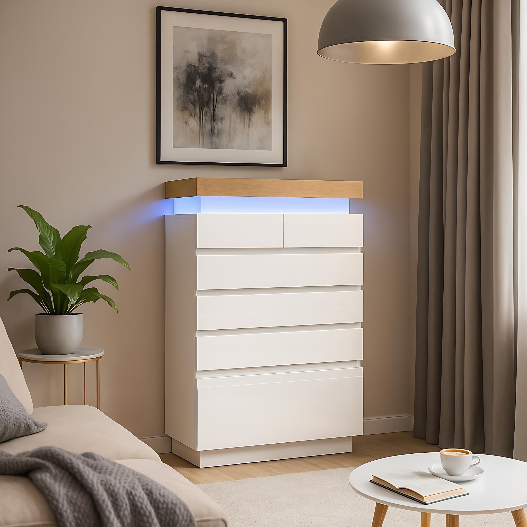 White - Urban Meuble - Modern White Console Table with LED Accent - 3