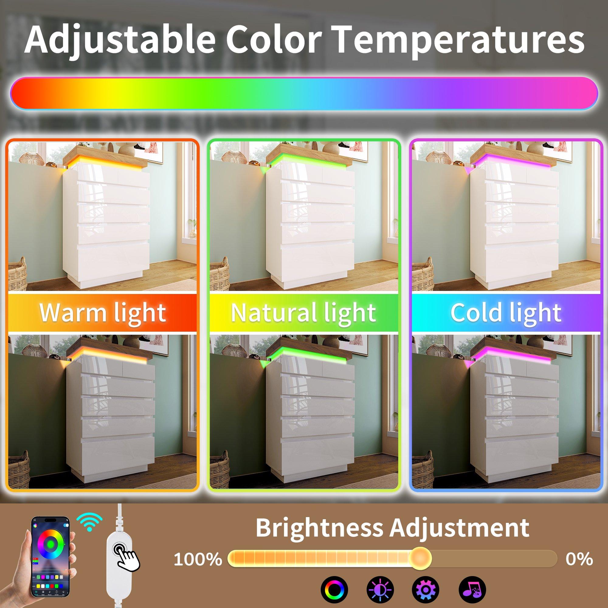 White - Urban Meuble - Modern White Console Table with LED Accent - 5