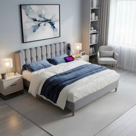 Urban Meuble Modern Upholstered Double Bed Frame