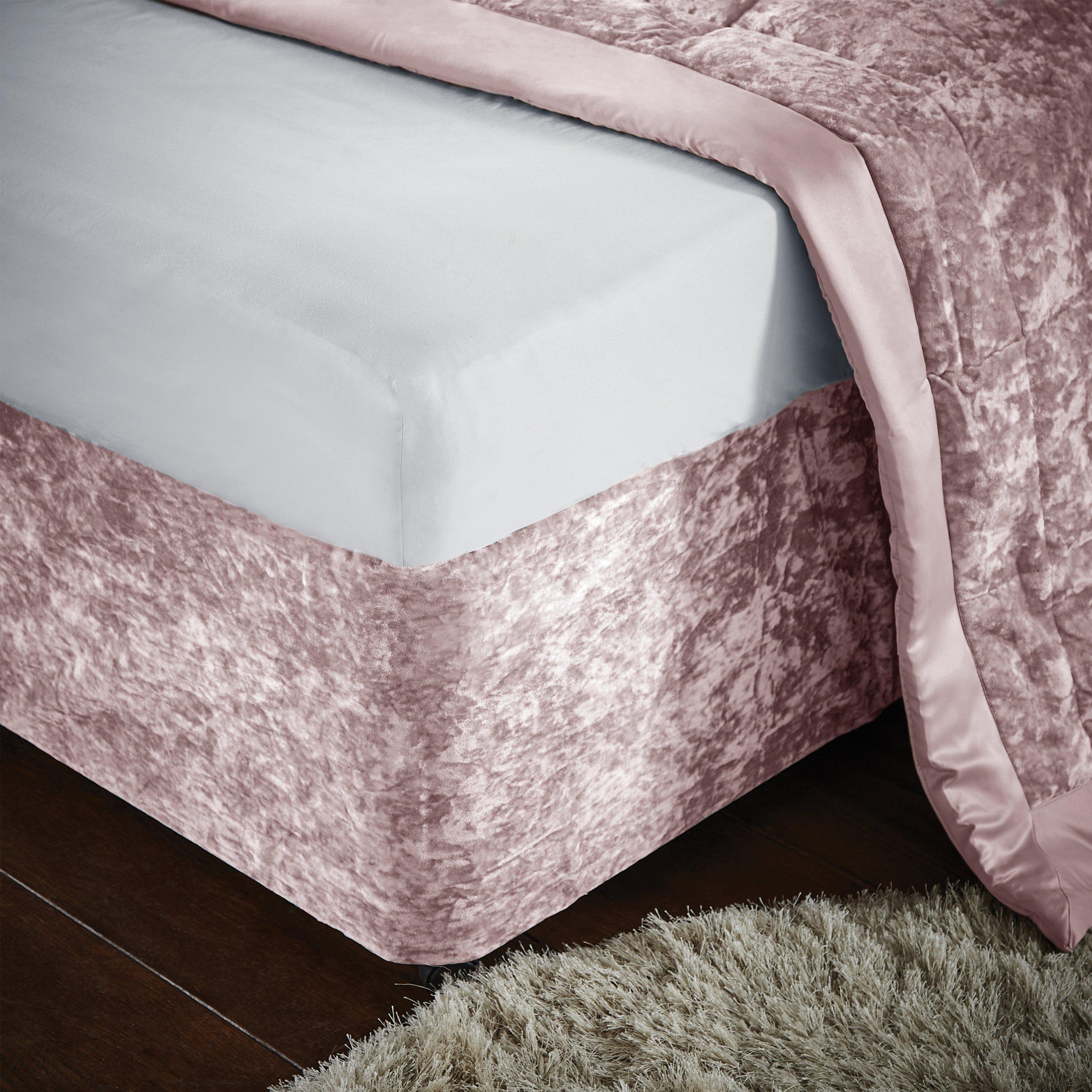 Catherine Lansfield Unisex Pink 'Crushed Velvet' Divan Base Wrap In | Size: Double - Image 5