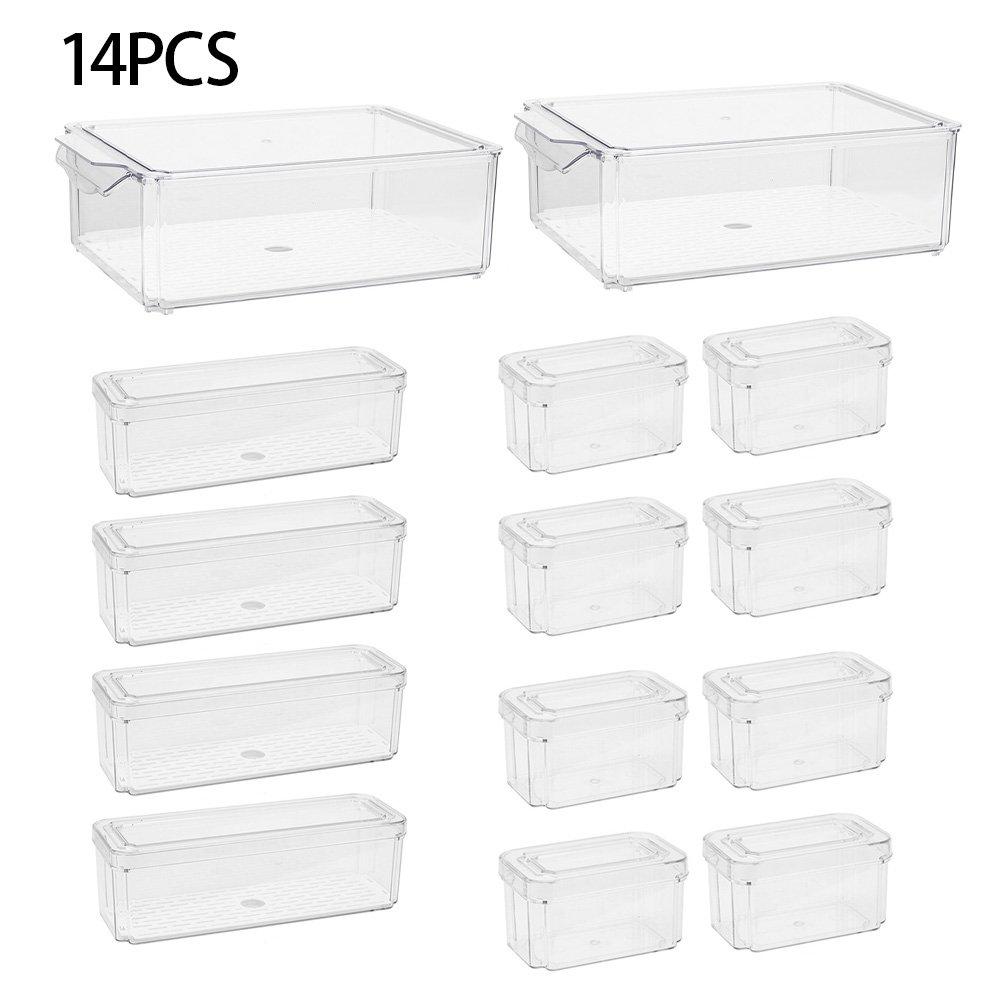 Clear - LIFE IDEAS - Set of 14 Stackable Clear Fridge Organisers - 2