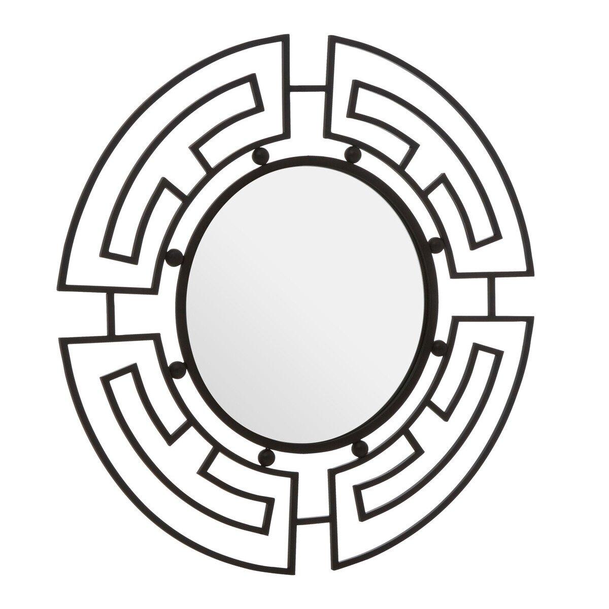 Black - Premier Housewares - Jalal Black Metal Frame Round Wall Mirror - 2