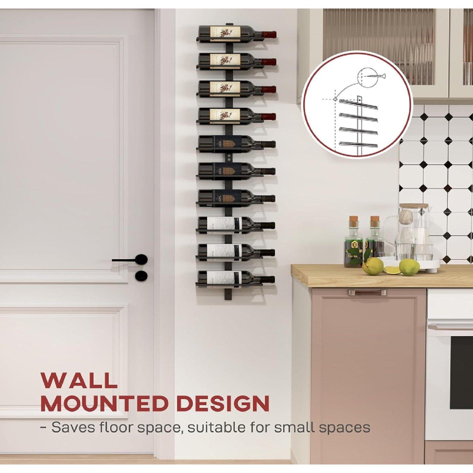 Black - HOMCOM - HOMCOM 10-Tier Wall Mount Wine Rack - 4