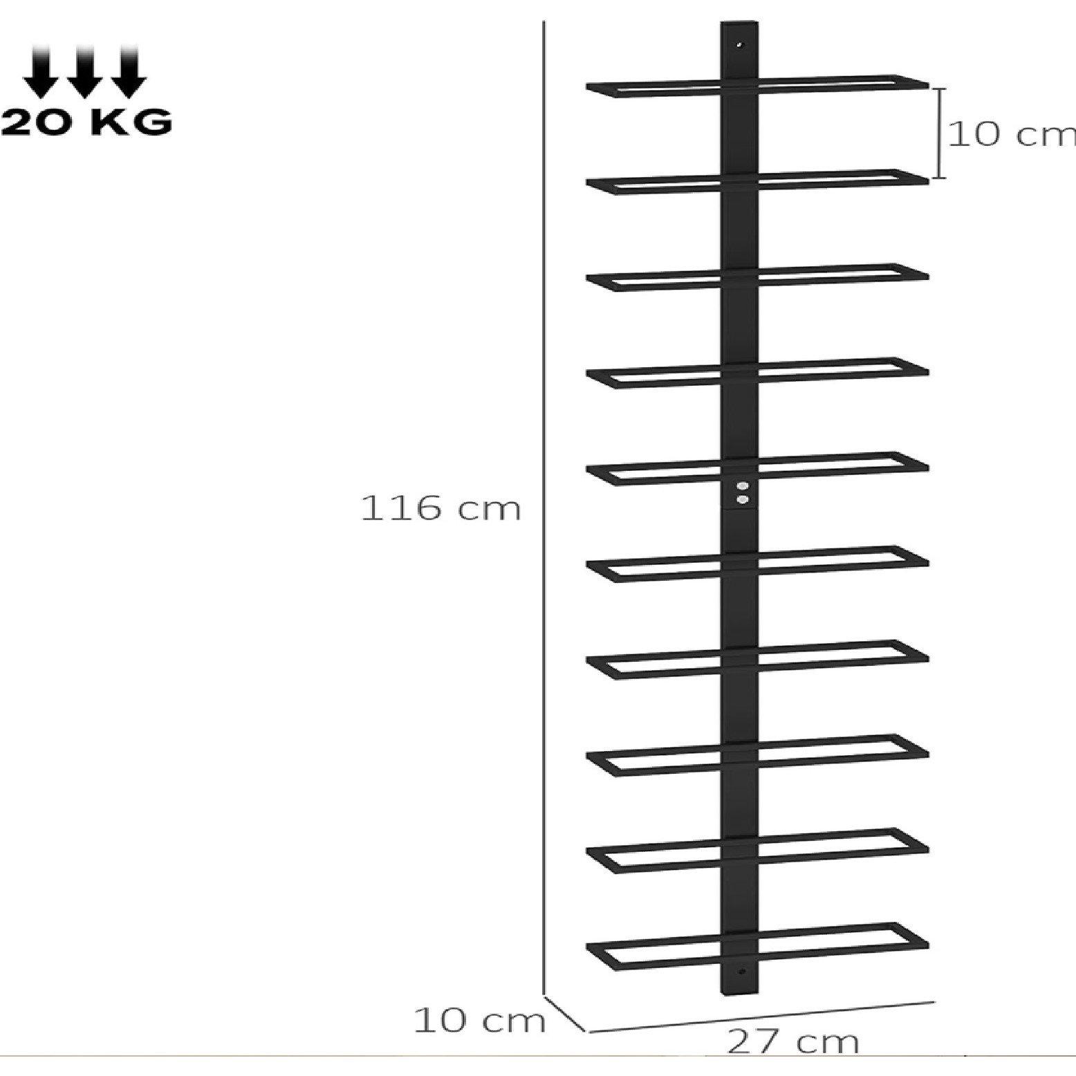 Black - HOMCOM - HOMCOM 10-Tier Wall Mount Wine Rack - 5